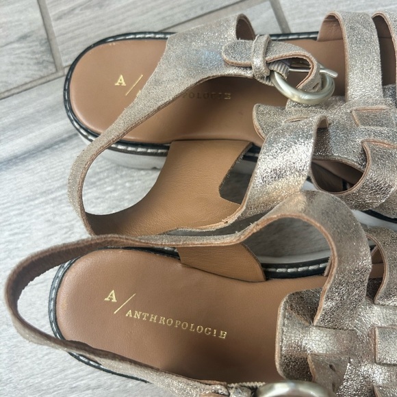 Anthropologie Metallic Gold Sandals size 8.5 MN - Picture 4 of 7